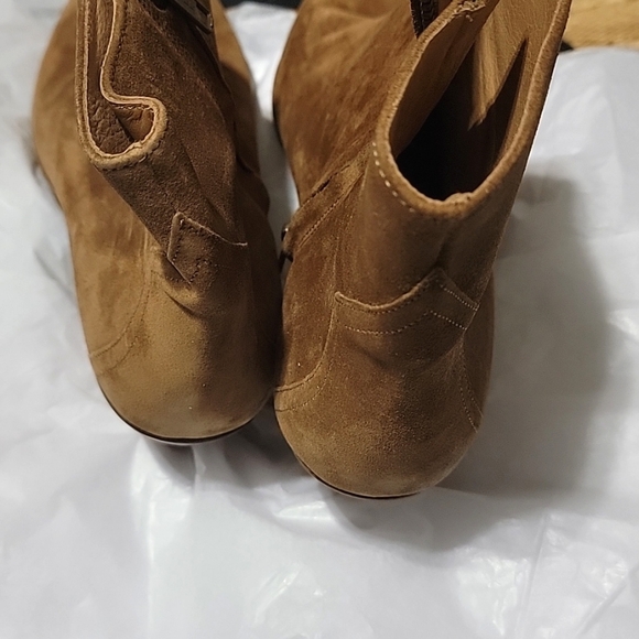 New Isabel Marant Dacken Suede Boots Slanted Stacked Heel Western Cognac sz 40 9 - Picture 5 of 9